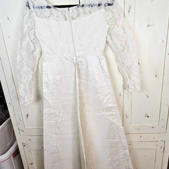 Vintage Lace Wedding Dress 70s Long Sleeve Boho Bridal Gown Cottagecore Small - Picture 14 of 17